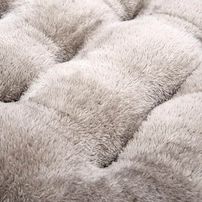 POMIU 2-Pack Washable Dog Bed, Deluxe Plush Crate Beds with Anti-Slip, Machine Washable Kennel Pad Sleeping Mat for Large, Medium and Small Dogs (2 Pack x Grey, 23.0" L x 18.0" W x 3.0" Th)