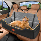 XIEEAOZEE Large Dog Car Seat, Memory Foam Dog Car Bed for Backseat & Trunk, Washable Pet Booster Seat Under 100 lbs or 2 Medium Dogs, Pet Travel Seat with Storage Pockets, 2 Safety Belts