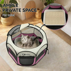 Sieidihit Dog Cat Pet Playpen Puppy Crate Cage Indoor Outdoor, Small Pink | Rest Zone for Recovering Pets New Pet Quarantine Room Portable Pop Up Easy to Set up lightweight dog Kennel with Carrying Bag