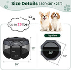 Love's cabin Pet Puppy Dog Playpen, Medium Dog Tent Crates Cage Indoor/Outdoor, Portable Playpen for Cat, Foldable Pop Up Dog Kennel Playpen with Carring Case, Removable Zipper Top, Dark Grey