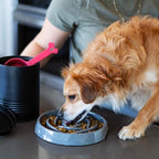 Messy Mutts Round Slow Feeder, 8 Inch, 1.75 Cup, Cool Grey | 8 Inch Round Silicone Puzzle Slow Feeder For Dogs And Cats, Holds 1.75 Cups, Dishwasher Safe