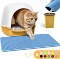 Powools Cat Litter Mat, 30 x 24 in, Waterproof, Non-Slip, Blue | Litter Trapping Mat, Easy to Clean, Litter Box Mat, Urine-Proof, Cat Toilet Training Systems Accessories, Indoor Cats
