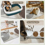 Cat Litter Mat Litter Trapping Mat, 33"x22" Waterproof Urine Proof Litter Box Mat Catcher Mat Non-Slip Washable for Kitty Kitten, Brown