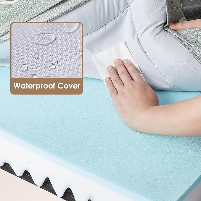 EHEYCIGA Orthopedic Dog Beds Large Sized Dog, Waterproof Washable Pet Bed | Non-Slip Bottom and Egg-Crate Memory Foam XL Dog Couch Bed with Washable Removable Cover, Greyish Green, 41Inch