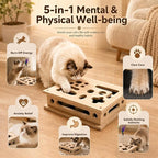 2026 New Cat Scratch Puzzle Enrichment Box, Interactive Cat Nail File Box with Catnip & Bell Ball, Cat Scratcher Toy with Teaser Wand, Stress-Free Alternative to Clippers & Grinders