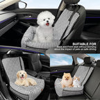 Dog Car Seat for Small and Medium Dogs, Booster Seat Sofa Pet Bed, Portable Car Travel Carrier Bed (Black Stripes-Thick Filling)