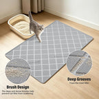 Silicone Cat Litter Mat 34" x 22" Cat Mat for Litter Box with Surface Brush | Extra Large Cat Litter Box Mat for Scatter Control, Non-Slip, Waterproof Cat Litter Mat Litter Trapping Mat with Raised Edge