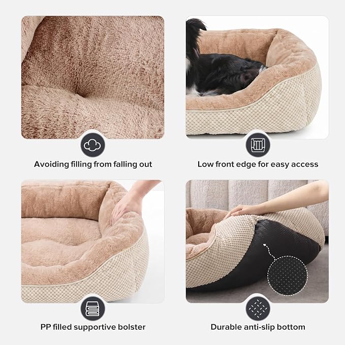 INVENHO XL Dog Beds Large Sized Dog, Washable Orthopedic Warming Soft Sleeping Durable with Anti-Slip Bottom