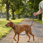 Mile High Life Dog Leash Braided Cotton Rope with Leather-Reinforced Ends | Rust-proof 360° swivel clasp, Heavy-duty for medium/large breeds. Great for weddings, daily walks (5 FT, 1/2", Navy)