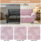 ZNSAYOTX Stretch Couch Covers for 3 Cushion Couch, 1-Piece Sofa Cover Slipcover Pet Friendly, Furniture Protector with Elastic Bottom for Dogs Geometrical Jacquard Fabric (Large, Dusty Pink)
