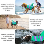 Fragralley Shark Dog Life Jacket, Easy to Put on Dog Life Vest for Swimming and Boating, Vibrant & Adjustable Dog Life Preservers for Small Medium Large Dogs, Suit to Swim, Fish, Beach, Surfing