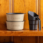 Dog Bowl with Spill-Proof Travel Lid, Tan, 7-Cup Pet Travel Bowl | Tan 7-Cup Dog Bowl, Spill-Proof Travel Lid, BPA-Free, Rust-Proof, Shock-Resistant, Stackable and Dishwasher Safe