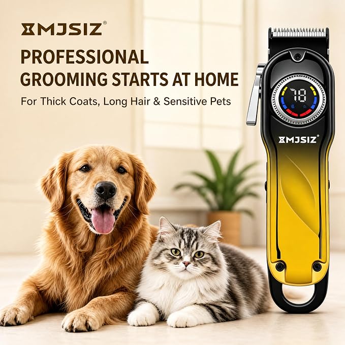 Dog Clippers for Grooming Thick Hair, Pet Grooming Kit with Carry Case | LCD Display • USB-C Charging • 180-Min Runtime • Low Noise • Carrying Case • Metal Housing