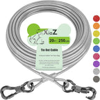 XiaZ Dog Tie Out Cable, Heavy Duty Dog Chains for Outside with Lockable Hook, Pet Runner Cable Leads for Yard, Dogs Line Tether for Small Medium Large Dogs Up to 250 LBS (20FT, Silver)
