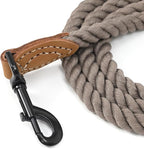 Mile High Life Dog Leash Braided Cotton Rope with Leather-Reinforced Ends | Rust-proof 360° swivel clasp, Heavy-duty for medium/large breeds. Great for weddings, daily walks (5 FT, 1/2", Camel)