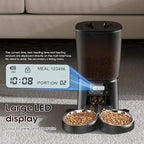 Petrice Automatic Cat Feeder for 2 Cats, 6L/25 Cups Cat Food Dispenser Programmable 30 Portions 6 Meals per Day, Timed Pet Feeder for Kitty Small Dogs with 10S Voice Record, Easy Setup, Black