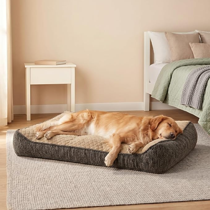JOEJOY Extra Large Orthopedic Dog Beds Large Sized Dog, Extra Thick Supportive Big Dogs Bed with Sides and Waterproof Lining, Ultra Soft Pet Bed Sofa, Brown, 48''x35''