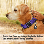 Tactical Dog Collar and Bungee Leash Set, Adjustable Military Training Nylon Dog Collar with Controll Handle and Heavy Metal Buckle，with USA American Flag, Patches and Airtags Case (Purple, XL)