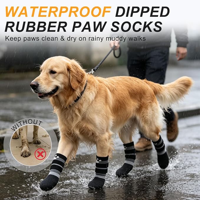 BEAUTYZOO Dog Shoes for Hot Pavement, Waterproof Dog Socks to Prevent Licking Paws & Hardwood Floors, Dog Booties Paw Protectors with Adjustable Straps & Non-Slip Sole, Small Medium Large Dogs Boots