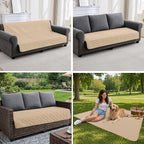 PAWFINITY Waterproof Couch Covers for Dogs, Pet Blanket for Sofa Washable | Paw Print Quilted, Hair Resistant, Anti Cat Scratch, Pee Proof Furniture Protector for 3 Seat Sofa and Bed, 30x70 Inch, Beige