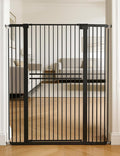 No Pawblems 55" Extra Tall Pet Gate, 31.5"-48" Wide Tall Dog Gate, Black | No Drilling Pressure Mounted, 1.37" Bar Spacing, 25.6" Walk-Thru Opening, Auto Close, One-Hand Operation, Dual Lock Design