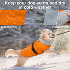 Lelepet Dog Coat Waterproof Dog Jacket Fleece Vest with Adjustable Buckle | Reflective Winter Coat with Leash Hole Windproof Cold Weather Coats for Small Medium Large Dogs, Warm Hunting Vest, Orange, S