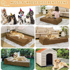 Rainmr Orthopedic Dog Beds for Large Dogs, 7" Memory Foam Dog Beds with Waterproof Liner, Durable Microsuede Cover, Removable and Washable, Nonskid Bottom, 60"x48"x7" XXL Chocolate