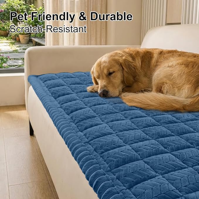 Smiry Couch Cover for Dogs, Non Slip Fuzzy Pet Sofa Covers Washable | Sofa Slipcovers for 3 Cushion Couch, Soft Thick Furniture Protector for Cats Dogs, Against Fur, Dirt, Scratch (35.4"x88")