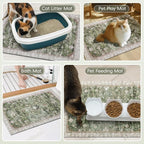Cat Litter Mat Litter Trapping Mat, 33"x22" Waterproof Urine Proof Litter Box Mat Catcher Mat Non-Slip Washable for Kitty Kitten, Green