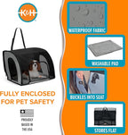 K&H Dog Car Seat, Travel Safety Carrier for Pets, Medium, Gray/Black | Enclosed Car Seat for Dogs, Soft-Sided Covered Pet Carrier, Washable Pad, Multiple Entrances, Mesh Windows, 24x19x17in