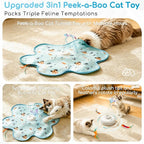 Interactive Cat Toys, Rechargeable with Auto Play and Bird Chirps | 3-in-1 hide and seek mat with fluttering butterfly, moving feather and plush tail. Perfect for indoor adult cats and kittens