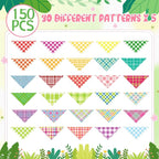 Pickmesh 150 Pcs Spring Plaid Dog Bandanas Bulk Spring Pet Scarf Bibs Adjustable Washable Pet Kerchief Seasonal Costume Accessories Holiday Grooming Supplies for Small to Large Cat Dog