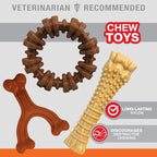 Nylabone Power Chew Customer Favorites Dog Chew Toys, 3 Count, Large | Flavor Medley, peanut butter, and beef flavor, durable dog toys for aggressive chewers, for large breeds up to 50 lbs