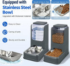 2 Pack Automatic Cat Feeder and Water Dispenser Set with Dog Stainless Steel Feed Bowl Pet Gravity Self Feeding and Waterer Large Capacity for Small Medium Large Dogs Puppy Kitten