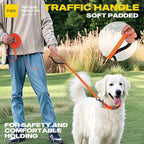 Fida Obedience Recall Training Agility Lead, 30FT Long Dog Leash, Orange | 33FT & 50FT, Traffic Handle, Soft Padded, Reflective for Night Safety, Durable Nylon Dog leash for Small Medium Large Breeds