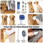 Buenkee Dog Grooming Vacuum Kit, 15000Pa Clipper, Shedding Brush, 2L, White | Brush, trim and deshed at home with less flying fur, mess-control suction and fewer emptying breaks during longer sessions