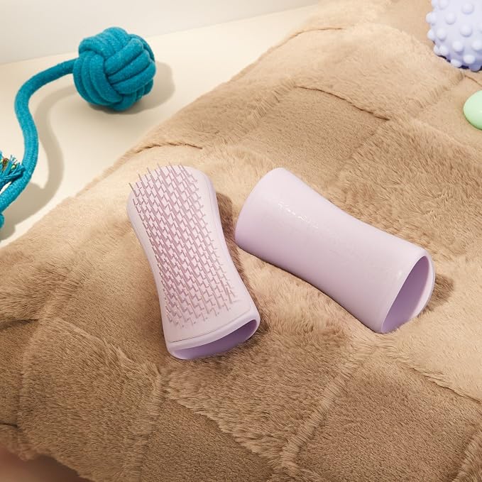 Pet Teezer Puppy Essential Dog Brush, Extra Soft Teeth, Wet or Dry, Purple | Dog grooming tool with ultra-soft two-tier teeth to gently detangle & lift dirt; for puppies, sensitive skin, wet or dry fur