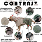MAMORE Dog Raincoat, Waterproof Rain Jacket for Small Medium Large Dogs, Windproof Reflective Adjustable Breathable Pet Rain Coat with Storage Pocket and Leash Holes (Tan Green, Medium)