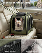 Pecute Cat Carrier with Bubble Window & Sunshade for Dogs Cats, Green XL | Dual bubble windows & top sunshade, 70% more airflow mesh, Impact-resistant stable frame, Locking zippers, Fits up to 20 lbs