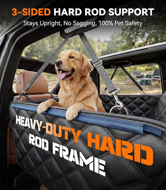 Rorhxia Truck Dog Seat Cover for Backseat, [Ultimate Safe, Comfort and Large Space] Waterproof 600D Heavy Duty Dog Car Hammock, Release Passenger Seats, Full-Size SUV/Truck, Large Dog Friendly, XL