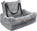 Pawaboo Dog Car Seat Bed, Memory Foam Booster for Medium/Large Dogs, Gray | Rear-seat pet travel bed with washable cover, safety leashes, thick cushion, and room for 2 small dogs