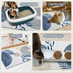 Cat Litter Mat Litter Trapping Mat, 40"x30" Waterproof Urine Proof Litter Box Mat Catcher Mat Non-Slip Washable for Kitty Kitten, Blue