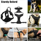 No Pull Dog Harness Adjustable Collar & Leash Set - Dog Halter Harnesses Collapsible Bowls & Poop Bag Dispenser Muzzle ID Tags Toys Fits Small Medium Large Dogs (Black-L)