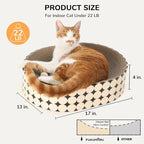 FUKUMARU Cardboard Cat Scratcher Bed, 2-in-1 Oval Cat Scratch Pad | Cats Scratching Board Lounge Bed Indoor, Durable Modern Kitty Scratcher Bowl, Cats Scratch Furniture Protector, Polka Dot