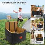 GL GLENSLAVE Dog Car Seat for Small/Medium Dogs Under 35lbs,Memory Foam Dog Booster Seats,Detachable and Washable Traval Pet Car Seat, Dogs Bed with 2 Safety Belts (Black/Coffee)