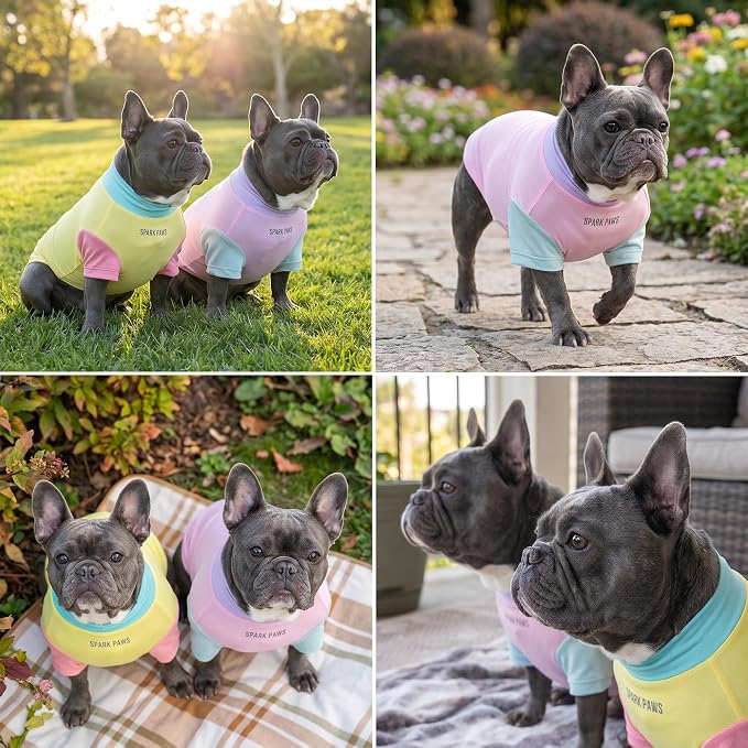 Spark Paws Sunblock Dog T-Shirt, SPF30 Protection, Lightweight Breathable Quick Dry for Dogs with Sensitive Skin - Gelato & Yuzu (Set of 2) - Size XL