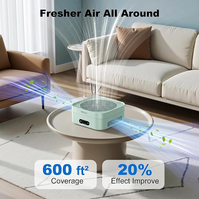 Air Purifiers for Home, 2 Filter, Plug-in, Quiet H13 True HEPA Purifier Car | Portable, Travel/RV/Desk/Bedroom/Office, 600 Ft², Captures Smoke/Odor/Pet Dander, Timer, USB Powered - Green