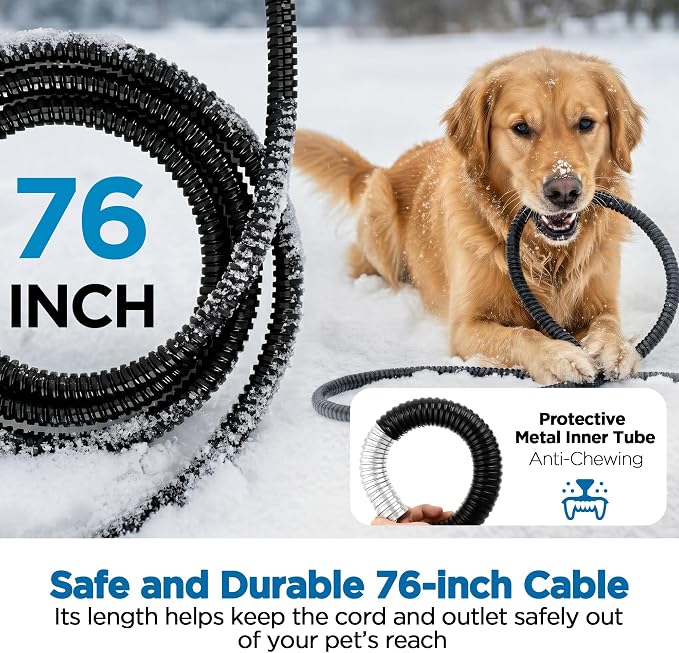 5.5L/1.45Gal Extra Large Heated Water Bowl, Indoor & Outdoor Winter Antifreezing Pet Heated Thermal Water Bowl Dish, Anti Chewy Cord, BPA-Free, Pet Products for Dog Cats Rabbit Chicken Duck Squirrel