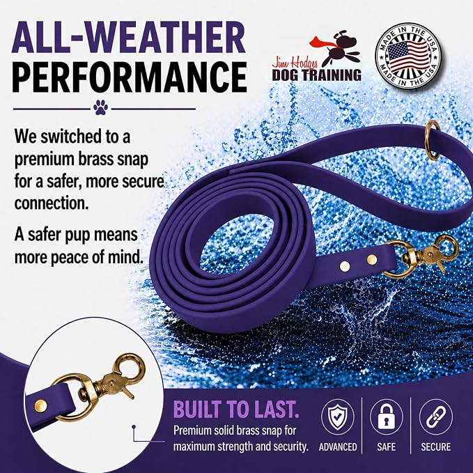 Gummy K9 Dog Leash, Biothane, Dog Training Leash, Made in The USA, 6 Feet, Various Sizes & Colors (1/2, Purple)
