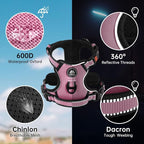 NESTROAD No Pull Dog Harness,Adjustable Oxford Dog Vest Harness with Leash,Reflective No-Choke Pet Harness with Easy Control Soft Handle for Small Dogs(X-Small,Pink)